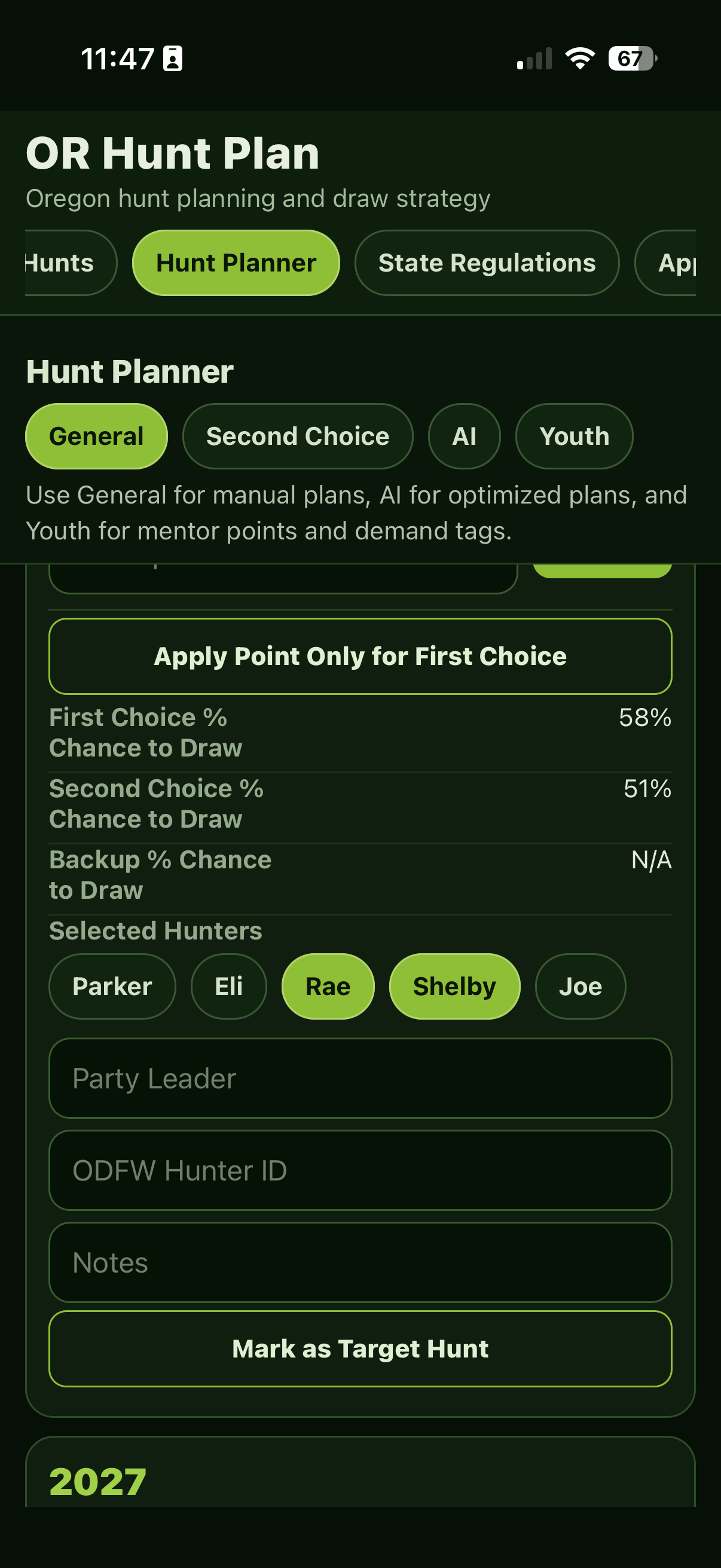 Basic hunt finder screenshot